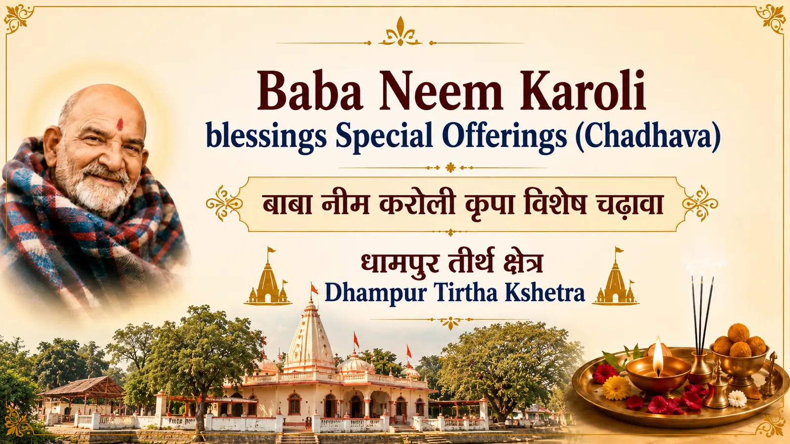 Baba Neem Karoli, Kainchi Dham Maha Chadhava on the Foundation & Consecration Day 1